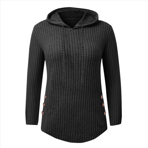 Sudaderas con Capucha para Mujer, Sudaderas de Gran Tamaño, Camisetas de Larga, Suéteres, Suéteres de Otoño, Tops. Negro XXL