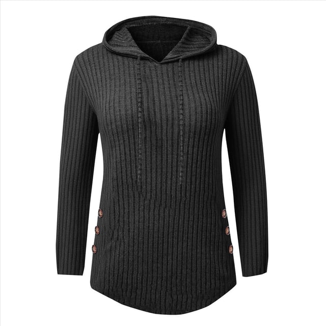 Sudaderas con Capucha para Mujer, Sudaderas de Gran Tamaño, Camisetas de Larga, Suéteres, Suéteres de Otoño, Tops. Negro XXL