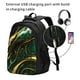 thumbnail image 2 of Balery Green Marble Mochila con carga USB para hombre y mujer - Mochila impermeable y antirrobo para laptop con puerto USB para viajes, trabajo, 2 of 7