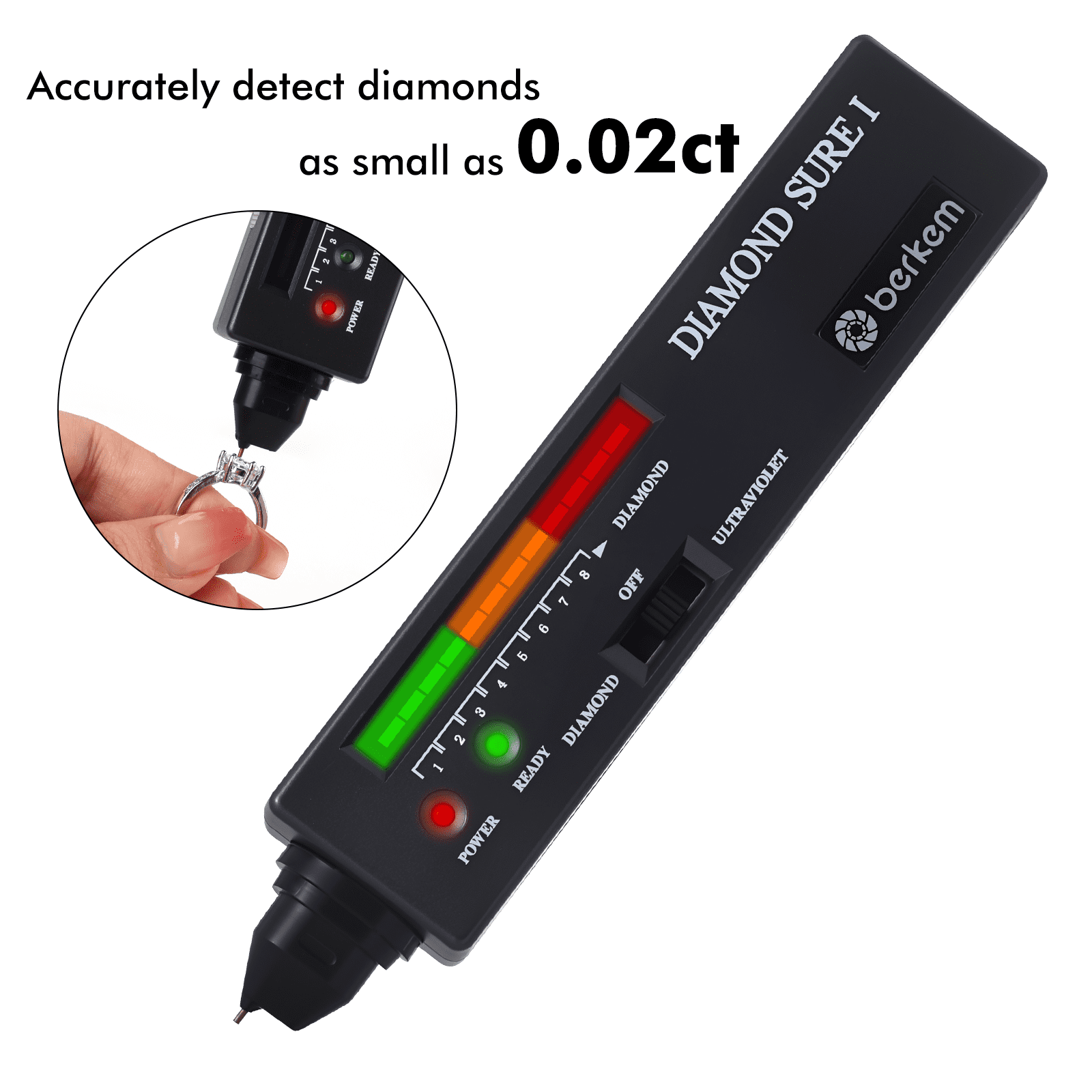 Diamond Tester Pen Kit, High Accuracy Electronic Diamond & Gemstone Tester with 60X Magnifier for Novice Expert Diamond Selector