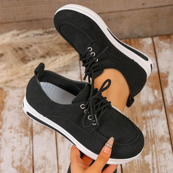 SYMOID Womens Casual Low-Top Lace-Up Shoes - Black, Nylon Spandex Breathable Comfortable with Ergonomic Sole, Size 36-43 for Daily Commuting & Daily Wear,Size 36