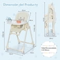 thumbnail image 3 of Costway Trona Plegable para Bebés Silla de Comer Ajustable con 4 Ruedas Bloqueables 6 Alturas Bandeja Extraíble Cojín 70 x 56 x 88-106 cm, 3 of 10