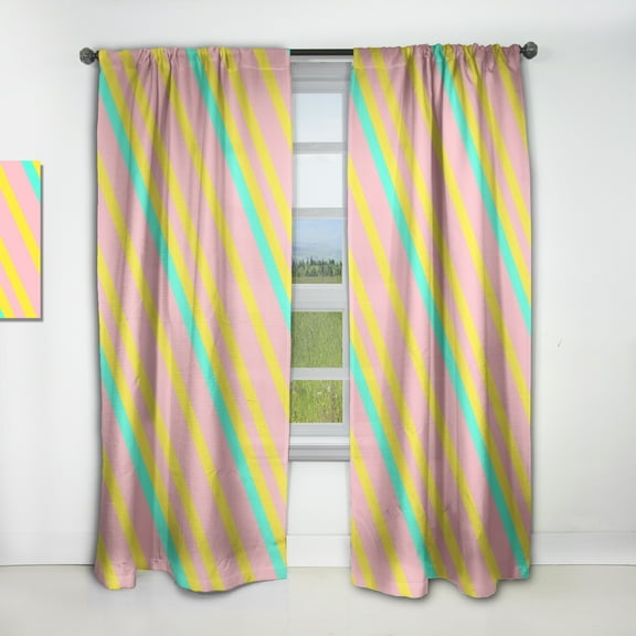 Designart 'Memphis Neon Retro Pattern' Mid-Century Modern Curtain Panel