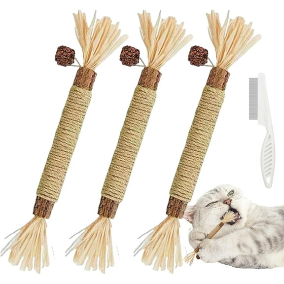 Puriq Natural Silvervine Dental Sticks, Purriq Natural Silvervine Dental Sticks, Cat Silver Vine Chewing Sticks, Scratch and Bite Resistant (3 PCS)