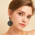 thumbnail image 2 of BNNG Geometric Wooden Dangle Earrings Retro Hollow Disc Frosted Earrings Ethnic Style Carved Earrings Double Sided Wooden Earrings Rose Gold Drop Earrings, 2 of 4