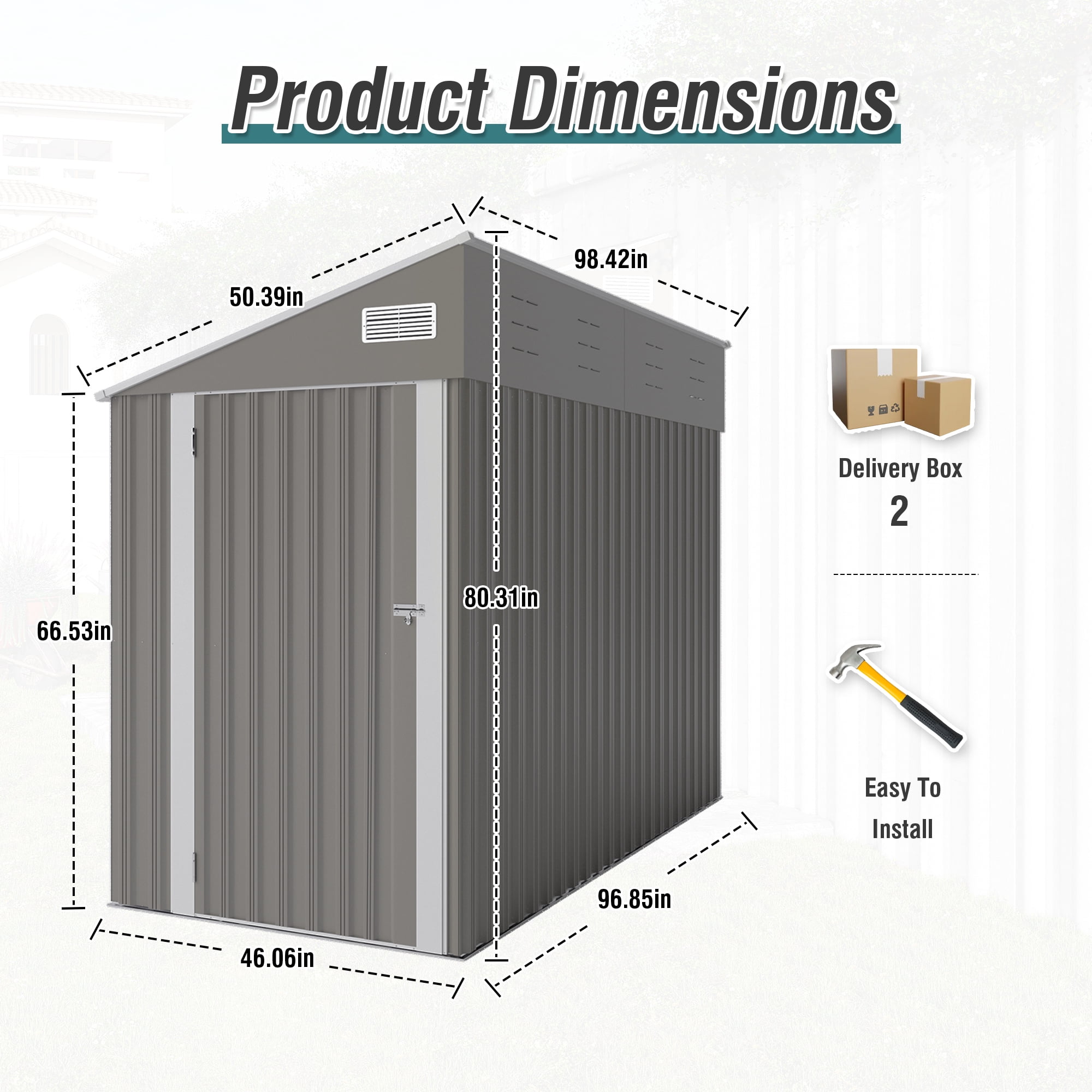Leumius Outdoor Metal Storage Shed with Single Hinge Door Metal Garden Tool Shed with Lockable Door for Garden Lawn Backyard Dark Gray