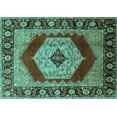 thumbnail image 1 of Ahgly Company Machine Washable Indoor Rectangle Persian Turquoise Blue Traditional Area Rugs, 7' x 10', 1 of 4