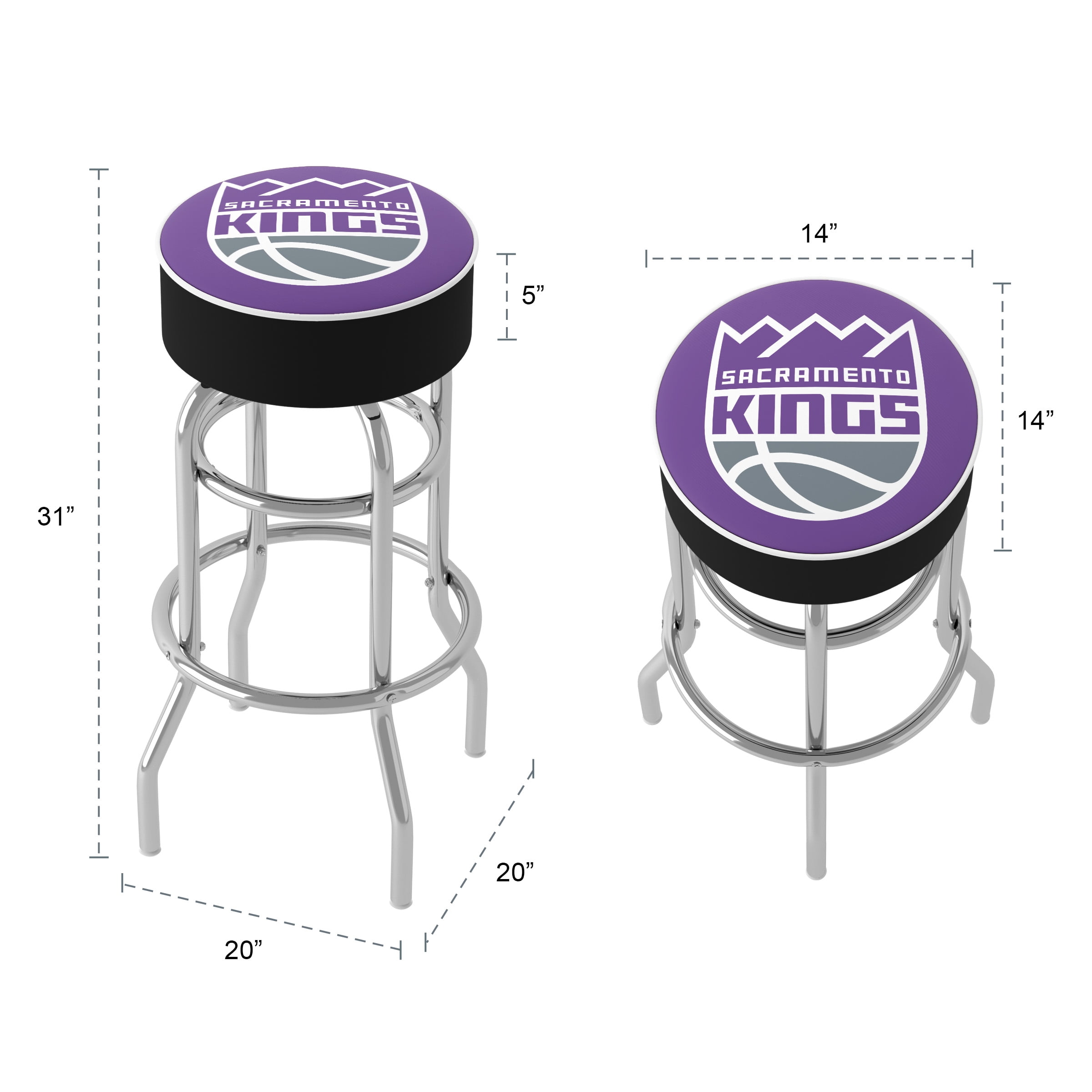 Trademark Gameroom Sacramento Kings Logo Bar Stool with Padded Seat
