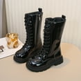 thumbnail image 5 of Xiaoxatg Fashionable Girls Mid Calf Leather Boots Featuring Side Zipper and Lace Up Closure for Daily Comfort and Long Lasting Use 3.5-4 Years Black, 5 of 9