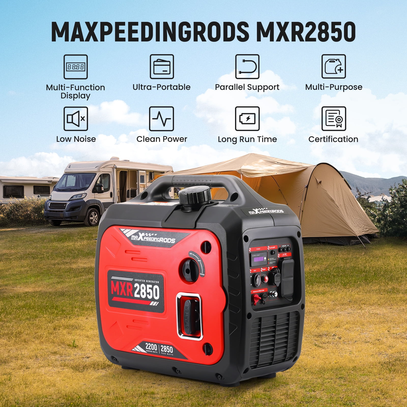 Maxpeedingrods 2850W Inverter Generator Portable Quiet Gasoline Power Supply for RV Home Use Camp