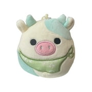 Official KellyToy Squishmallow 3.5 inch clip Belana the Cow with Green Handkerchief
