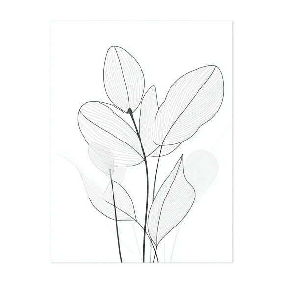 Stunning Minimal Floral Line Art - Line Drawing Line Art Botanical Minimalist Black and White Floral Modern Art Nature Unframed Wall Art Print 5 x 7 inches