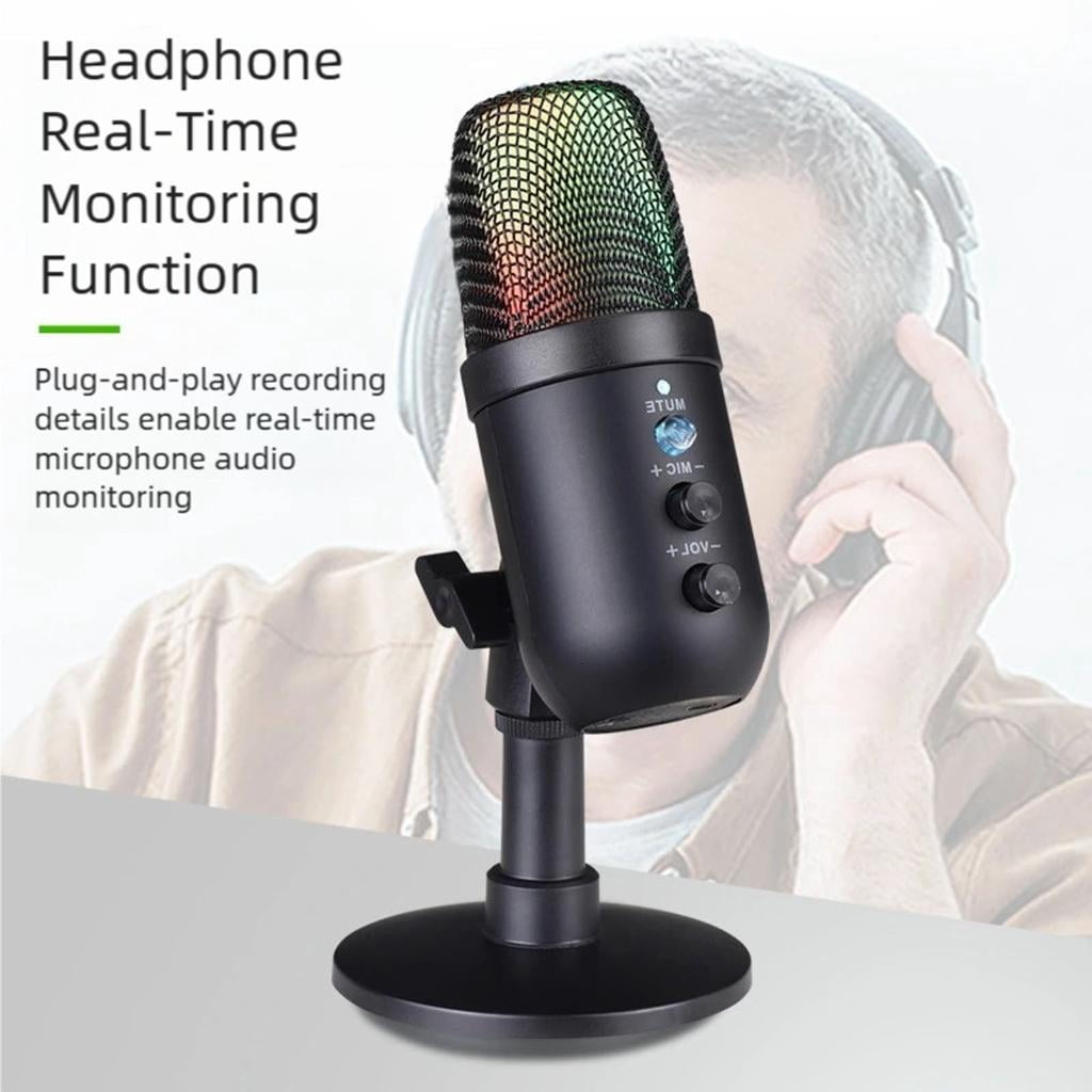 USB Condenser Microphone Live Streaming Home Computer Game Noise Cancellation Corded Microphone Accessories