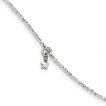 Sterling Silver 5in Pink CZ w/ 1.5in ext. Star Kid's Bracelet