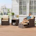 thumbnail image 4 of Senfot 5-Piece Outdoor Rattan Furniture Set, Rattan + Soft Cushion, Outdoor Sofa Set for Patio Garden Brown+Gray, 4 of 9
