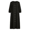 thumbnail image 7 of Ayolanni Dresses for Women 2026 Babydoll 3/4 Sleeve V Neck A-Line Maxi Dresses Button Down Beach Solid Hawaii Long Dress with Pockets Black L, 7 of 7