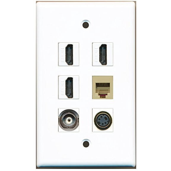 RiteAV - 3 HDMI 1 Port Phone RJ11 RJ12 Beige 1 Port S-Video 1 Port BNC Wall Plate