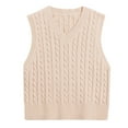 thumbnail image 5 of MESSUEN Sweater Vest Knitted Sweater Cable Knit Sweater Women's Tops Casual Shirts for Women Sleeveless Summer Tops for Women Sleeveless T Shirts for Women Beige L, 5 of 5