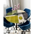 thumbnail image 5 of nqOlkjepod Geometric Green Round Tablecloth, Fitted Table Cover with Elastic for 45"-54" Round Tables, Middle Century Simple Abstract Art Table Cloth Outdoor Dinning Party Waterproof Tablecloths, 5 of 6