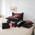thumbnail image 6 of Homewish Kawaii Cartoon Mushrooms 7 Pieces Full Size Bedding Sets,Letter Heart Full Size Bed in a Bag,Black Red,Black Reversible, 6 of 8