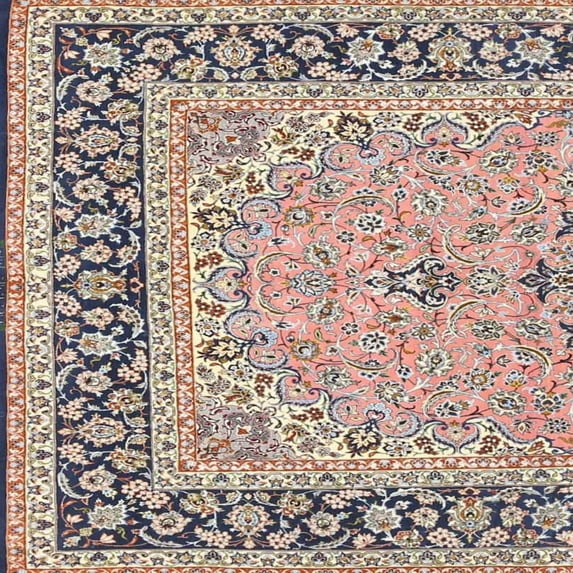 Ahgly Company Machine Washable Indoor Square Traditional Rose Pink Area Rugs, 7' Square