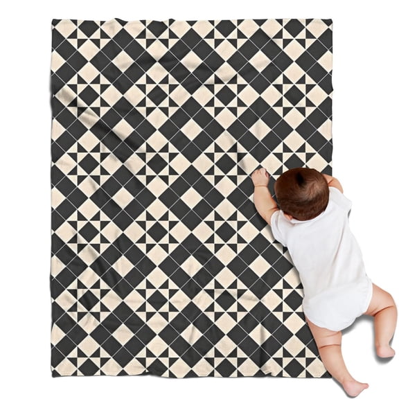 Black Beige Checkerboard Checkered Pattern Blanket,Comfortable Soft Flannel Throw Blanket,All Season,Warm Lightweight Blankets for Sofa Bed Couch Living Room Chair,30"x40"