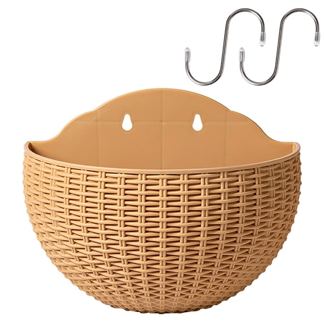 Flowerpot Wall Planter Hanging Balcony Indoor Outdoor Semicircular European Style Planters Imitation Rattan Gift Vase