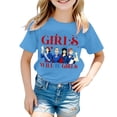thumbnail image 3 of Girls T Shirts Will Be Letter Print Short Sleeve Round Neck Top Girls' Tops Blue 4-5 Years, 3 of 5