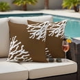 thumbnail image 4 of Coral Brown Outdoor Waterproof Pillow Covers, White Coastal Ocean Marine Nautical Beach Decorative Square Throw Pillowcase Sofa Cushion Sham for Patio/Couch/Chair, 16"x16" 2 Pack, 4 of 8