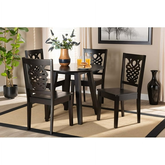 Baxton Studio Mina Modern and Contemporary Transitional Dark Brown Finished Wood 5-Piece Dining Set