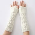 thumbnail image 4 of Dyfzdhu Winter Casual Hemp Flowers Fingerless Fashion Knitted Long Gloves White, 4 of 4