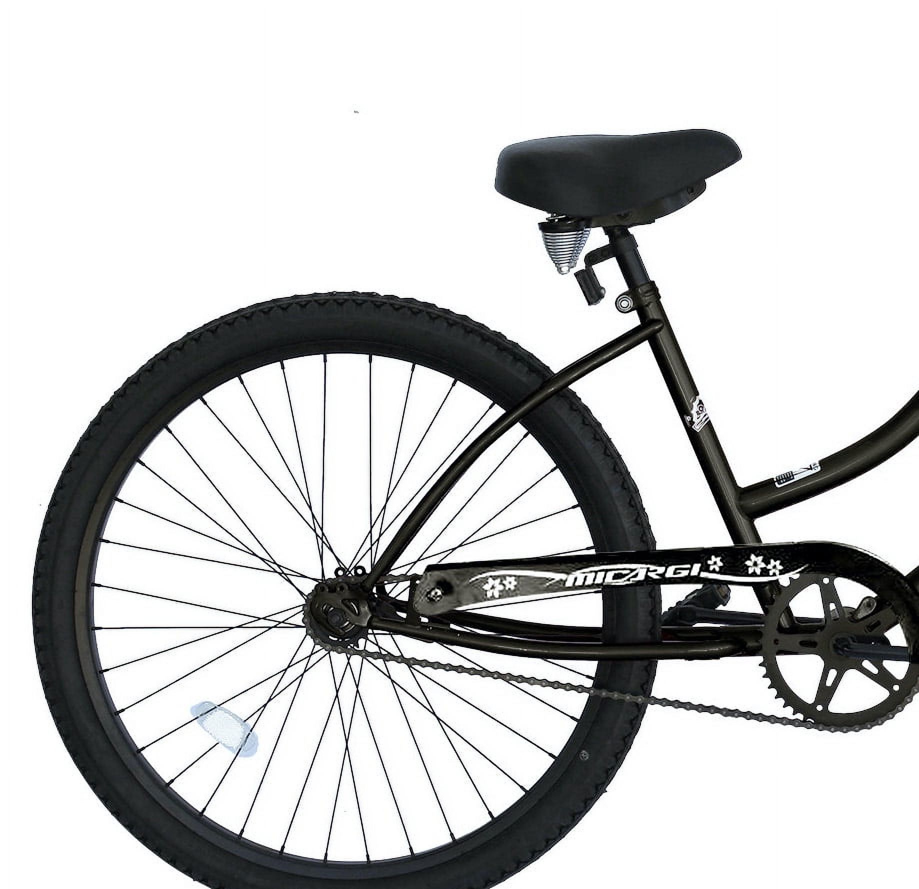 WonderWheels 26" Beach Cruiser Coaster Brake Single Speed Black Spokes One Piece Crank Alloy Black Rims 36H - Black