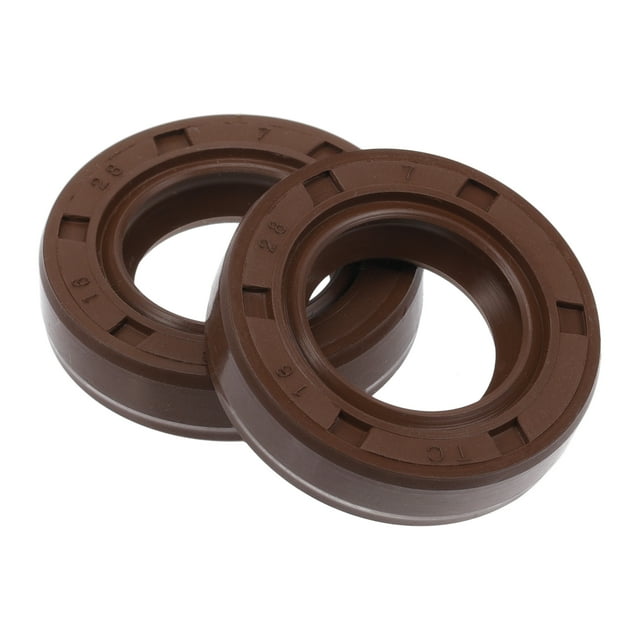 Sellos de aceite universales TC de doble labio con resorte de acero, sellos de eje rotativo de alta presión de goma FKM marrón, 2 piezas 16x28x7mm