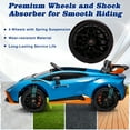thumbnail image 6 of Lamborghini 24V Kids Electric Car, Licensed Huracan Sto Battery Powered Ride On Car with 4 Wheels Spring Suspension for Age 3-8, Remote Control Ride On Toys Speeds 1.86-5.59 MPH, LED Lights, Blue, 6 of 7