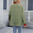 thumbnail image 3 of FRSASU Womens Tops Long Sleeve Casual Striped Color Block V Neck Fashion Loose T Shirts Khaki, 3 of 8
