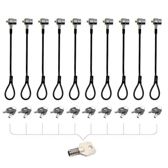 Candado de seguridad con cable para laptop LORADAR, paquete de 10, 2 m, antirrobo