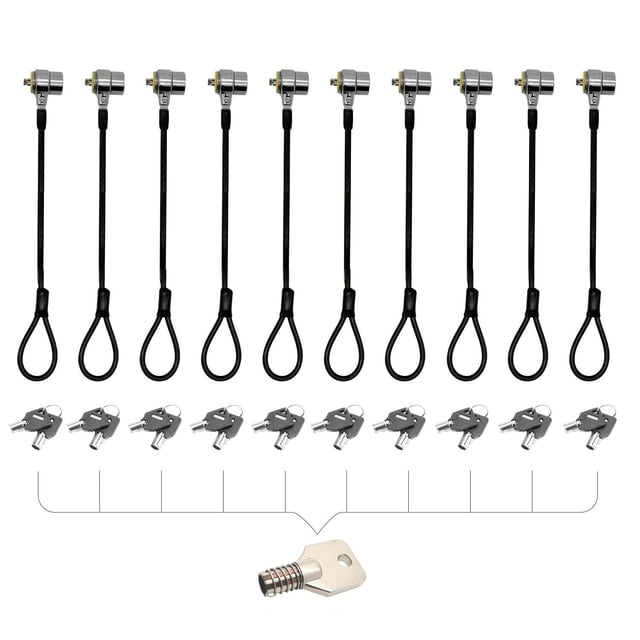 Candado de seguridad con cable para laptop LORADAR, paquete de 10, 2 m, antirrobo