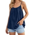 thumbnail image 2 of Rhuody Womens Tops Summer Sleeveless Tank T Shirt Loose Fit Solid Color Shirt Crewneck Tee Versatile Wear Dark Blue L, 2 of 6