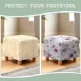 thumbnail image 6 of SCRAWLGOD Daisy Print Violet White Ottoman Cover Square Stretch Ottoman Slipcovers Soft Storage Foot Rest Cover with Elastic Bottom Footrest Stool Covers Protector, 6 of 7