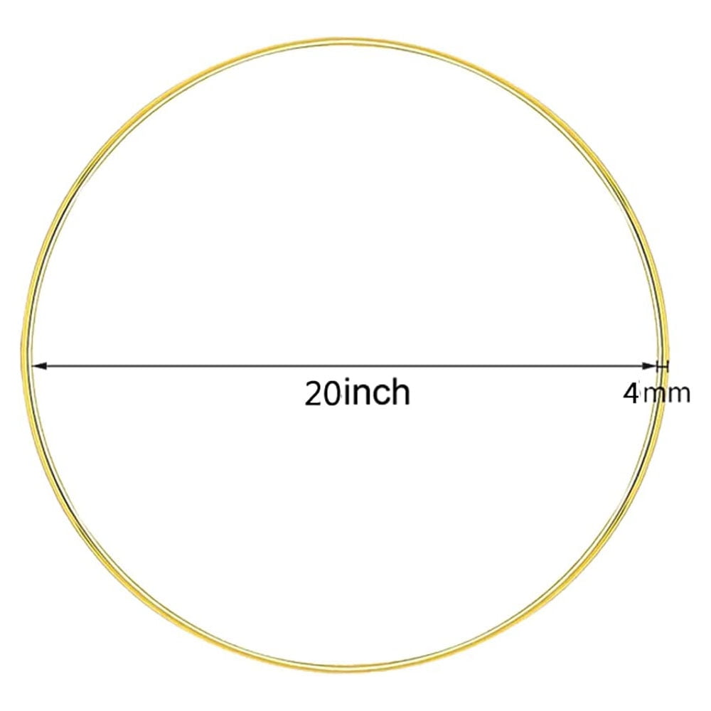 HOHIYA 4 Pcs 20 Inch Metal Floral Wreath Hoop Macrame Large Gold Craft Rings for Wall Hanging 4mm Wire