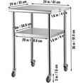 thumbnail image 6 of VEVOR Stainless Steel Prep Table, Heavy Duty Metal Worktable with Adjustable Undershelf & Universal Wheels, 600lbs Load Capacity, 24 x 24 x 36 inch, 6 of 8