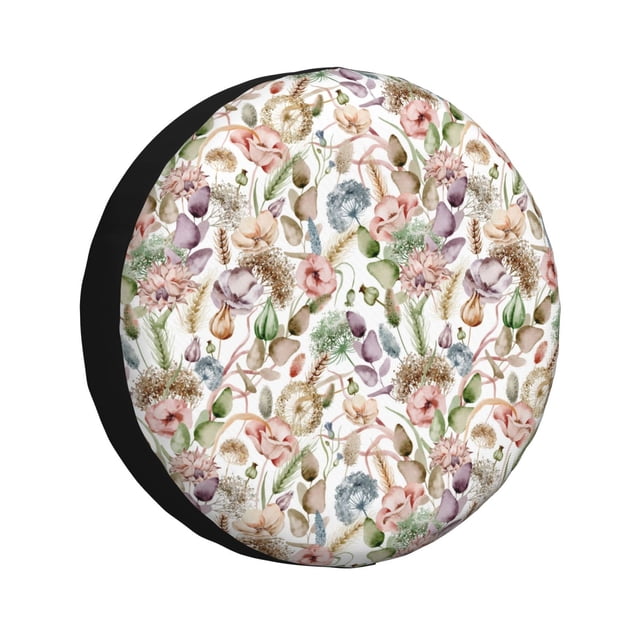 Fotbe Floral Funda de Llanta de Repuesto con Estampado, Engrosada, Ajuste Universal para Jeep, Remolque, RV, SUV, Camión-17 inch