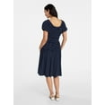 thumbnail image 5 of Time and Tru Women's Smocked Midi Dress with Short Puff Sleeves, Sizes XS-XXXL, 5 of 5