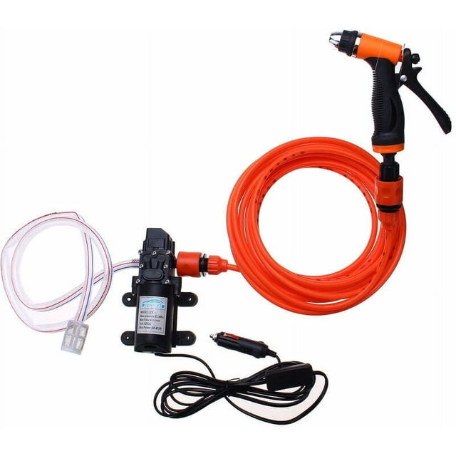 Hidrolavadora portátil para automóviles, bomba de lavado eléctrica de 12 V, voltaje de seguridad, herramienta de limpieza multiusos con arranque y parada automáticos para proyectos de jardinería en