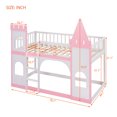 thumbnail image 2 of Triple Tree Pinewood Twin over Twin Castle Bunk Bed with Guardrail and Ladder and Window, Pink, 2 of 9