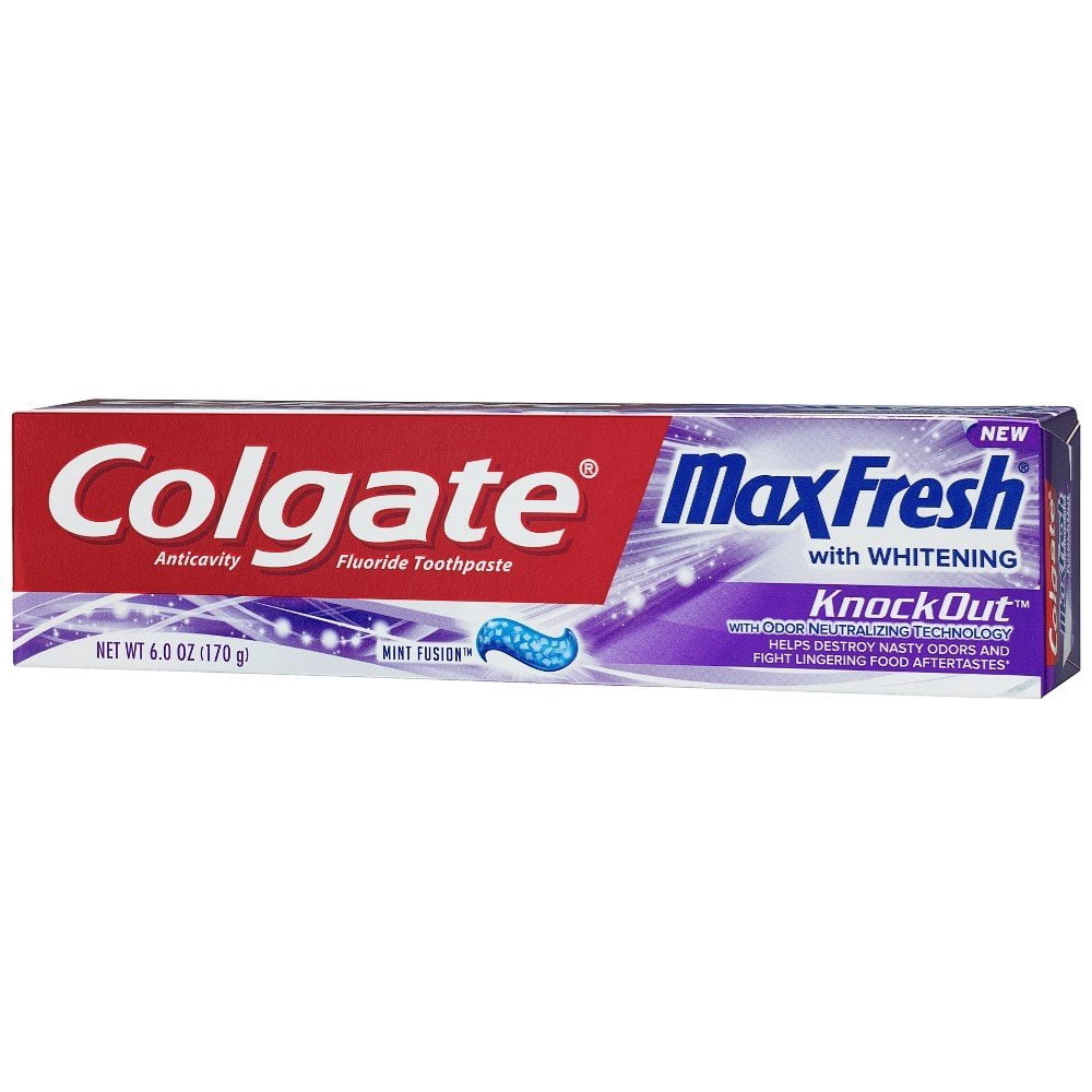 Colgate Max Fresh Toothpaste - Knockout - With Odor Neutralizing Technology - Net Wt. 6 Oz (170 G) Per Tube - Pack Of 4 Tubes