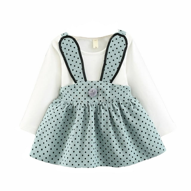 MIASHUI Easter Party Dress for Girls Cute Rabbit Ear Dress Long Sleeve Birthday Holiday Clothes,Green,0-6 Months