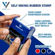 Vivid Stamp Entered Office Self-Inking Office Rubber Stamp - Viewfinder Screen for Precision and Convenience - (Blue) - Medium
