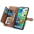 thumbnail image 6 of K-Lion Zipper Leather Wallet Case for Apple iPhone 14 Pro 6.1 inch,Embossed Pattern PU Leather Magnetic Flip Stand Multi Card Slots Purse Phone Cover with Wrist Strap,Brown, 6 of 16