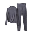 thumbnail image 2 of ylioge M-5X Plus Size Pajama Sets for Women 2 Piece Soft-Modal Loungewear Outfits Womens Casual Solid Color Long Sleeve Tops and Pants Homewear Pajamas, 2 of 5